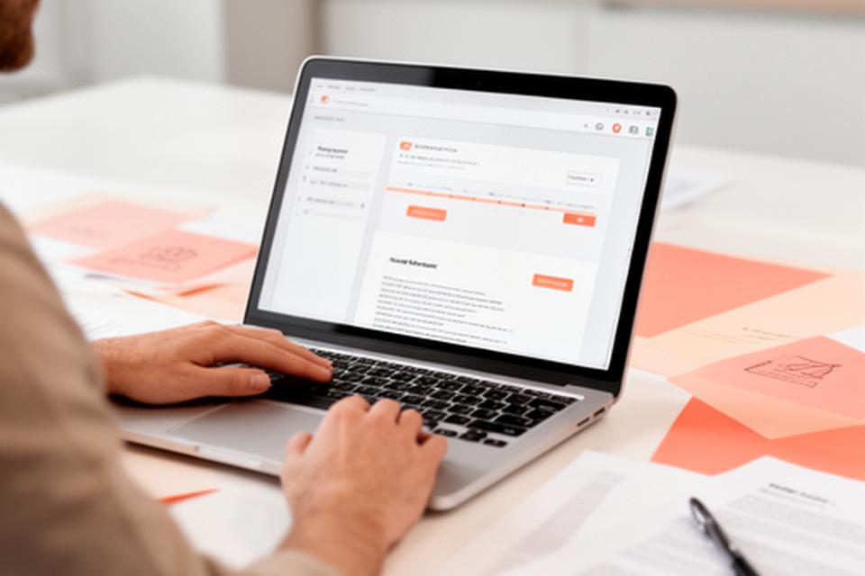 Professional preparing a contract on a laptop beside printed notes in a calm office workspace